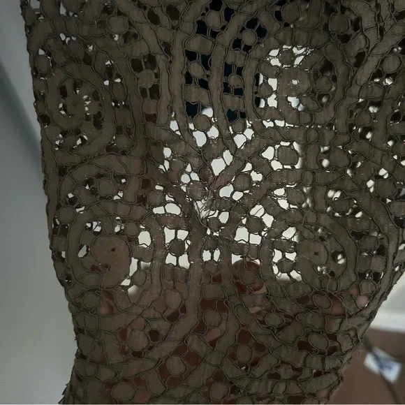 NEW Peter Cohen Elegant Eyelet Lace Sleeveless Dress - Olive Green 100% cotton - Picture 8 of 14